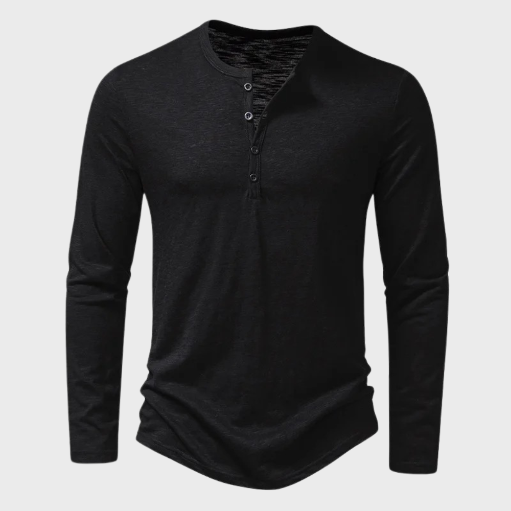 Heren Henley Shirt – Slim Fit – Ademend Materiaal – Lange Mouwen Casual Stijl