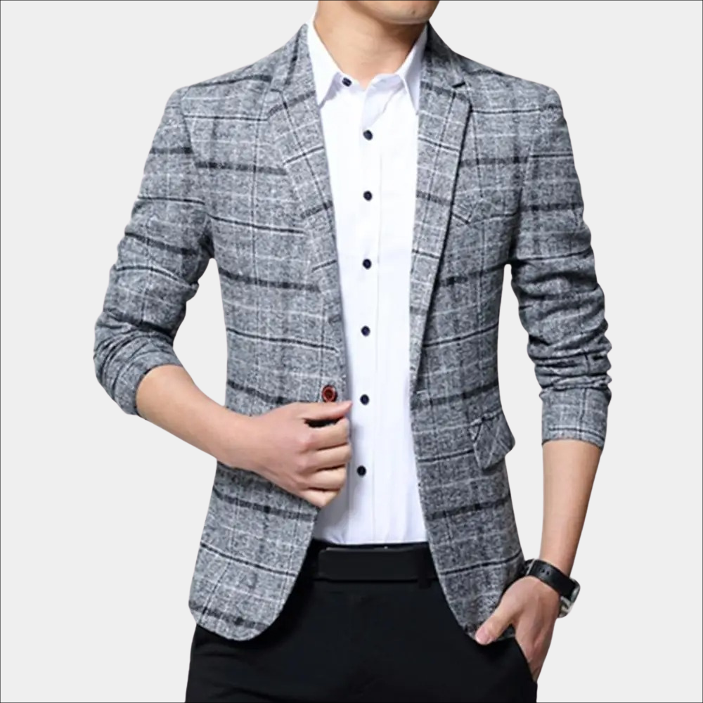 Heren Colbert – Slim Fit – Geruit – Luchtige Textuur – Enkelknoop – Notch Revers