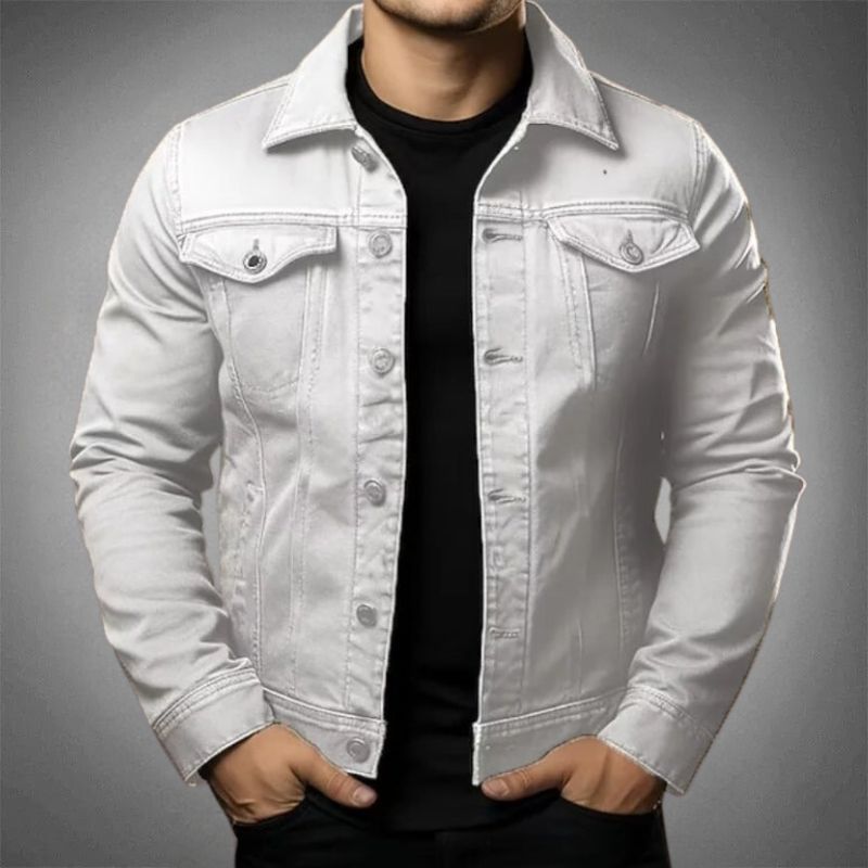 Heren Spijkerjack – Slim Fit – Klassieke Kraag – Ademend en Duurzaam – Knoopsluiting