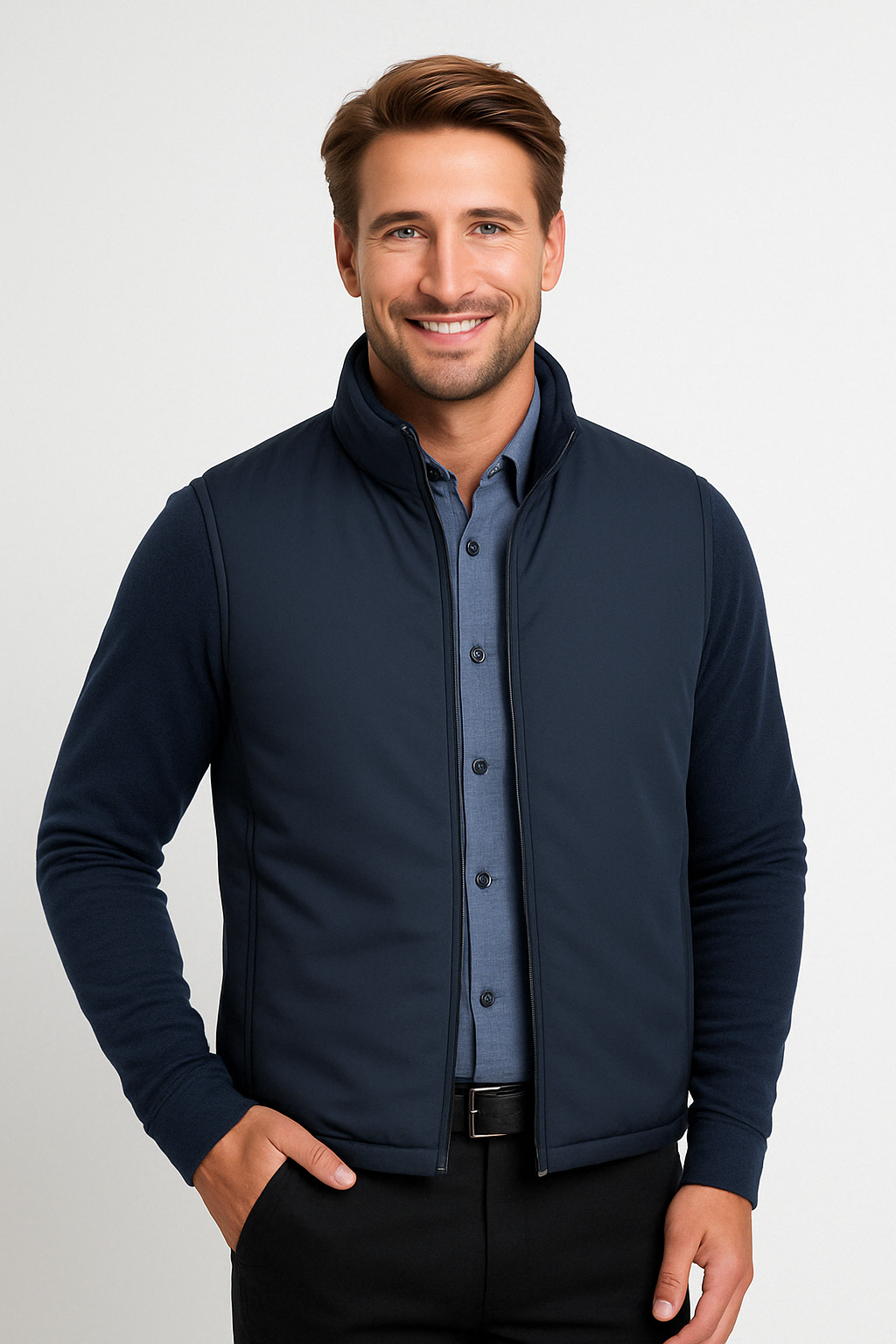 Heren bodywarmer vest – Slim fit – Lichtgewicht gewatteerd – Hoge kraag – Modern design