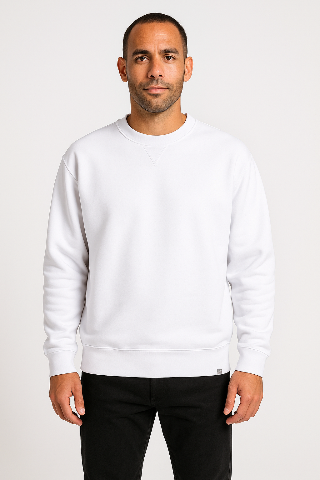Heren Sweatshirt – Relaxed Fit – Ademend Materiaal – Ronde Hals – Ribboorden