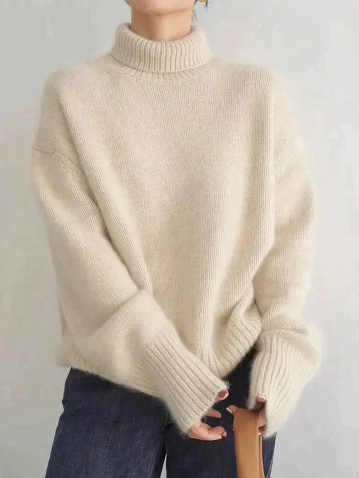 Dames Coltrui – Oversized Pasvorm – Wol Gebreid – Geribde Boorden