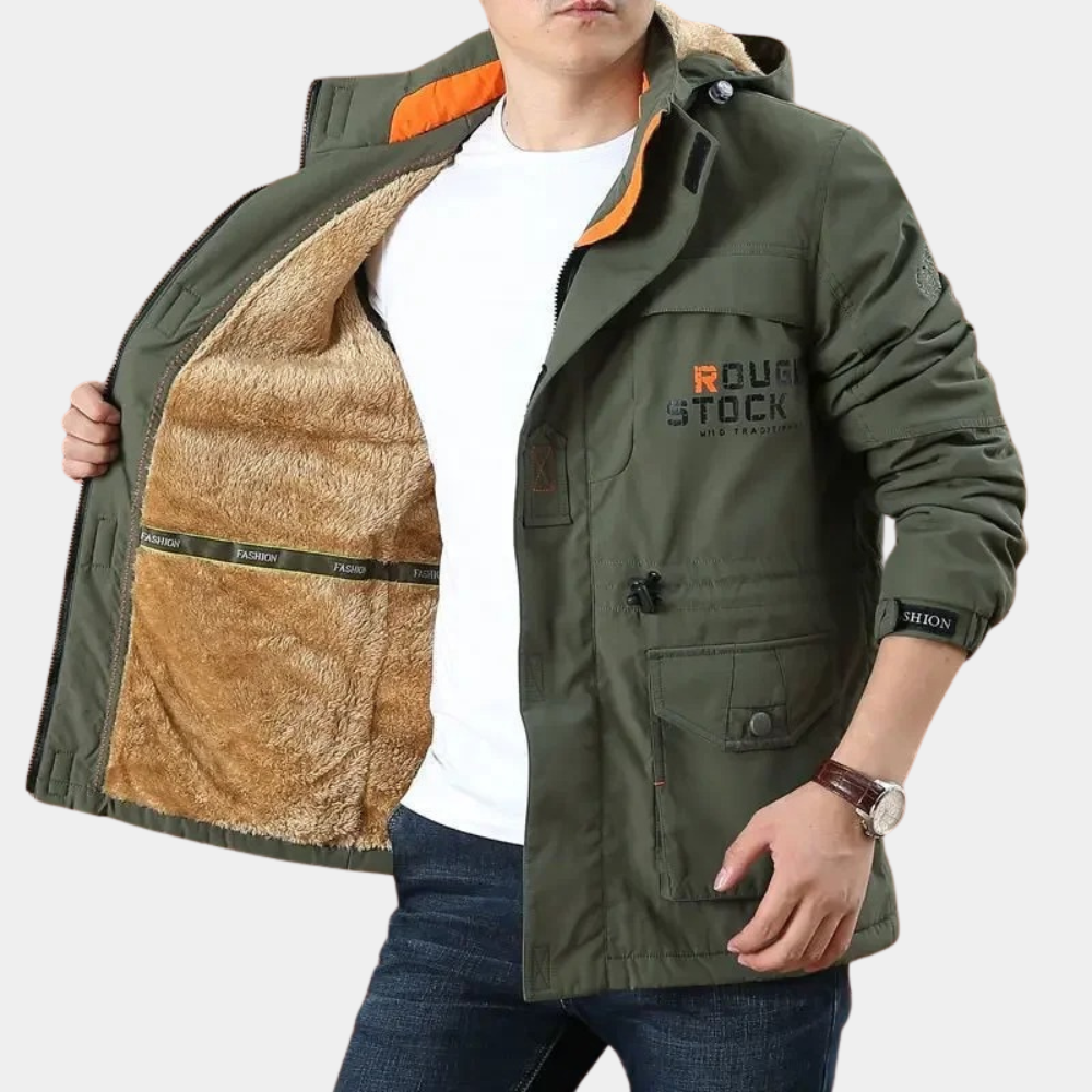 Heren Cargo Jas – Regular Fit – Katoenmix – Meerdere Zakken – Rits en Knopen