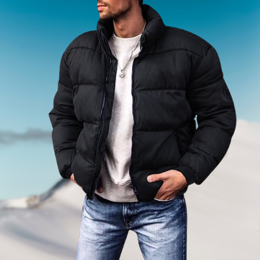 Heren Donsjas – Gevoerd Padded Model – Hoge Kraag – Ribboorden – Casual Look
