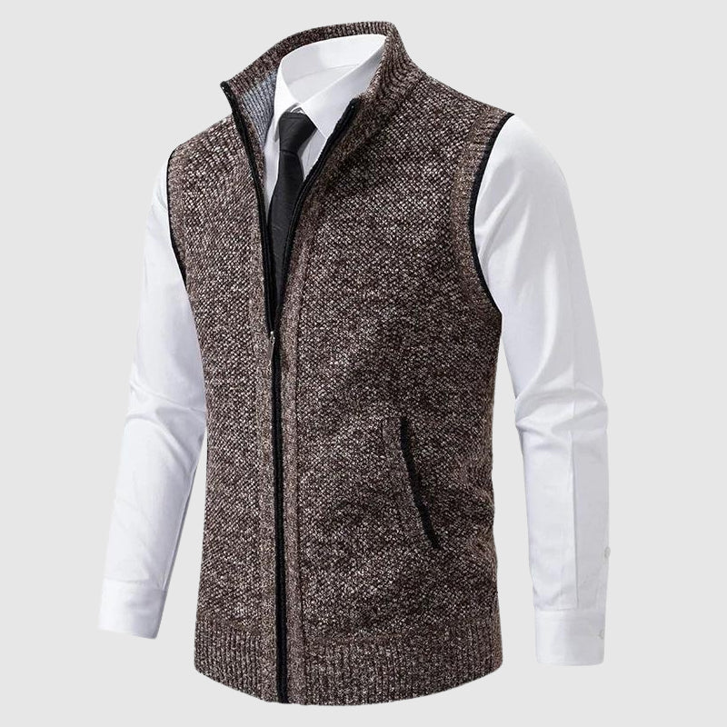 Heren Sweater Bodywarmer – Slim Fit – Zachte Knit – Ritssluiting – Ribboorden