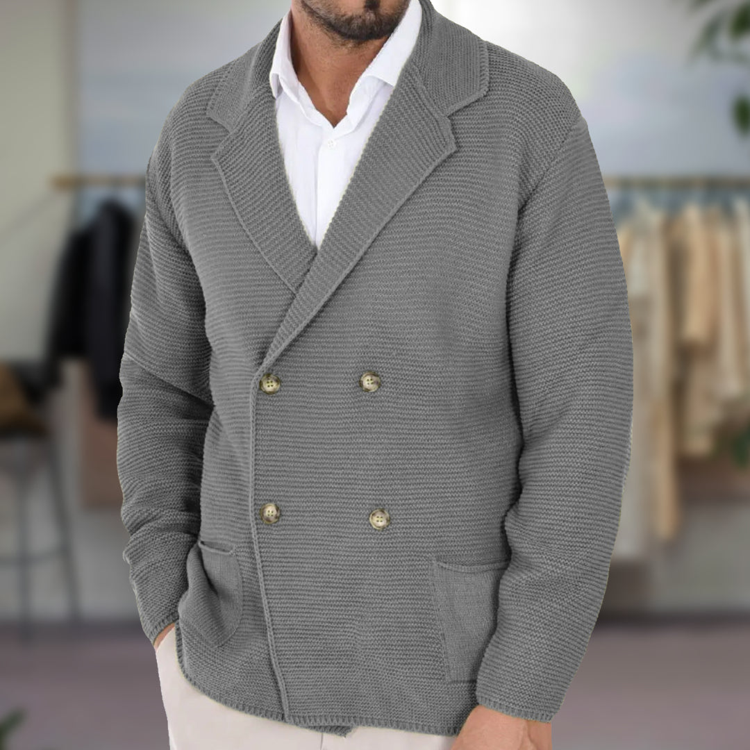 Heren Vest – Regular Fit – Gebreide Textuur – Double-Breasted – Reverskraag