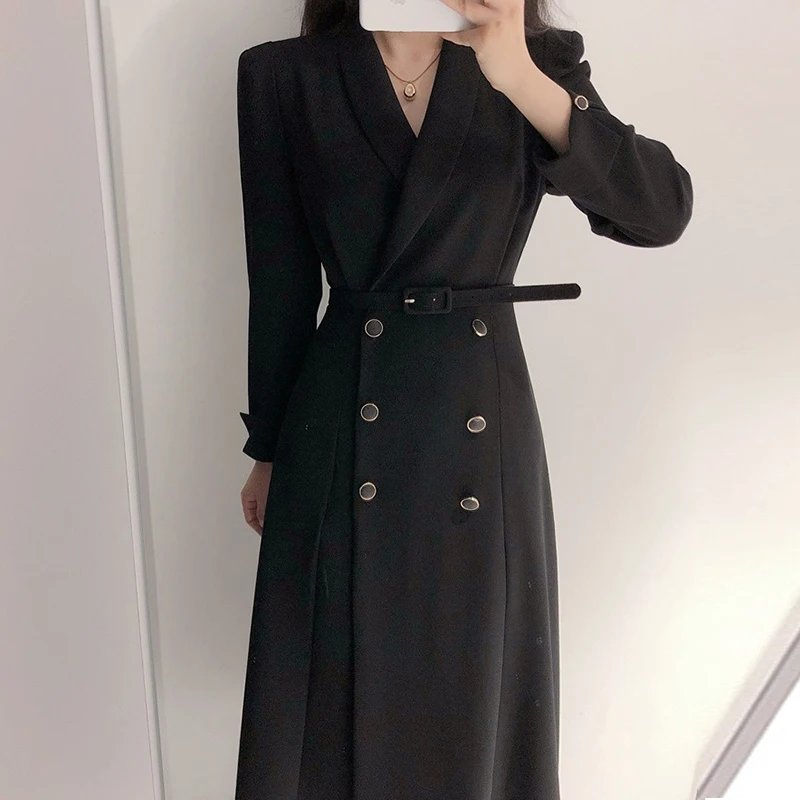 Dames Trenchcoat – Getailleerde Pasvorm – Dubbelrijig – Midi Lengte – Elegante Look