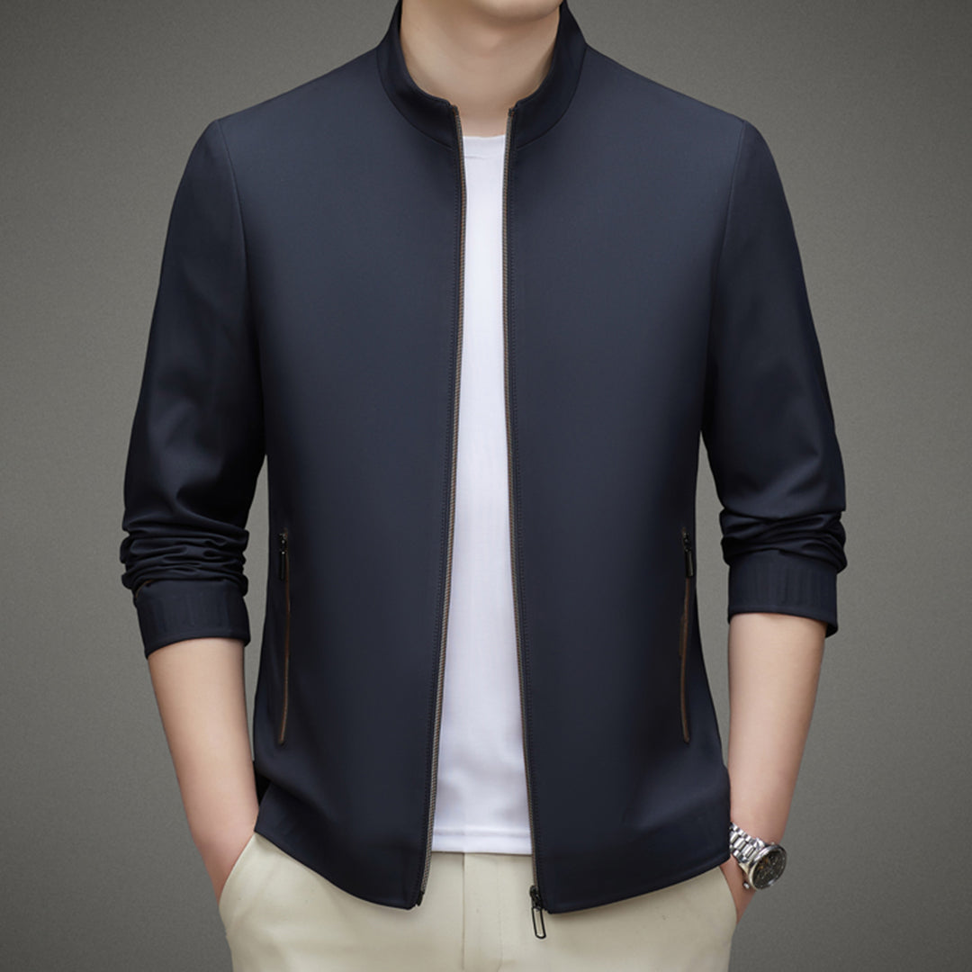 Herenjas – Slim Fit – Gestructureerde Schouders – Ritssluiting – Ribboorden – Zijzakken