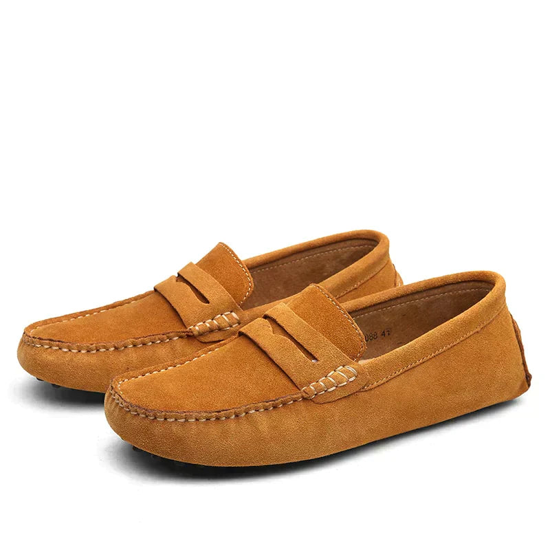 Herr loafers – Mocka look – Pennyrem – Slip-on – Halkfri gummisula