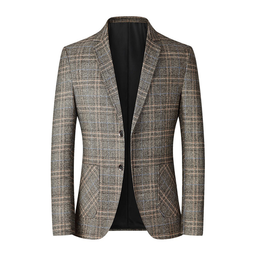 Heren Blazer – Tailored Fit – Ademend Materiaal – Twee Knopen – Klassiek Ruitpatroon