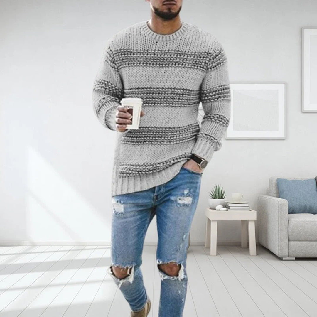 Heren trui – Wol gebreid – Relaxte pasvorm – Noors patroon – Ronde hals casual