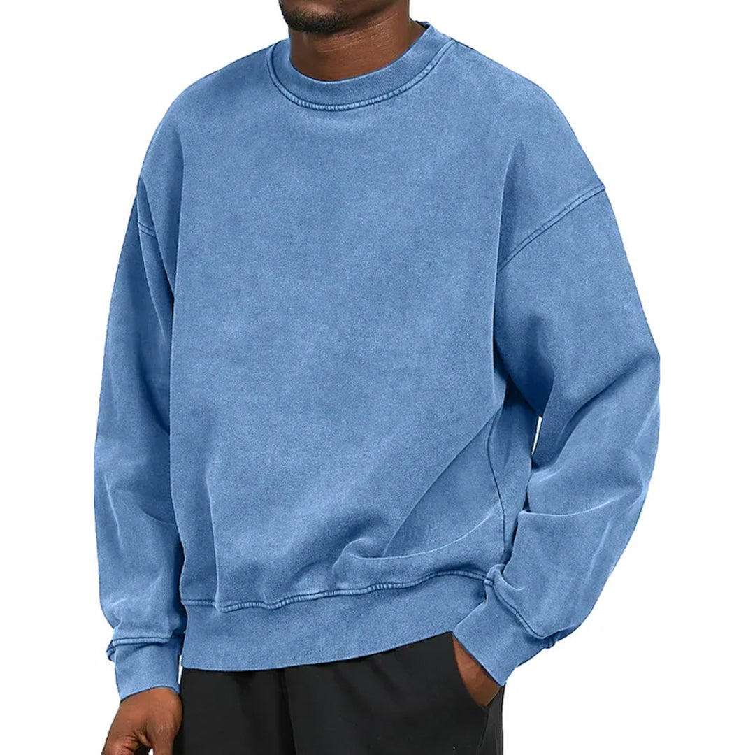 Heren sweatshirt – Relaxed fit – Katoenmix – Verlaagde schouders – Geribde boorden