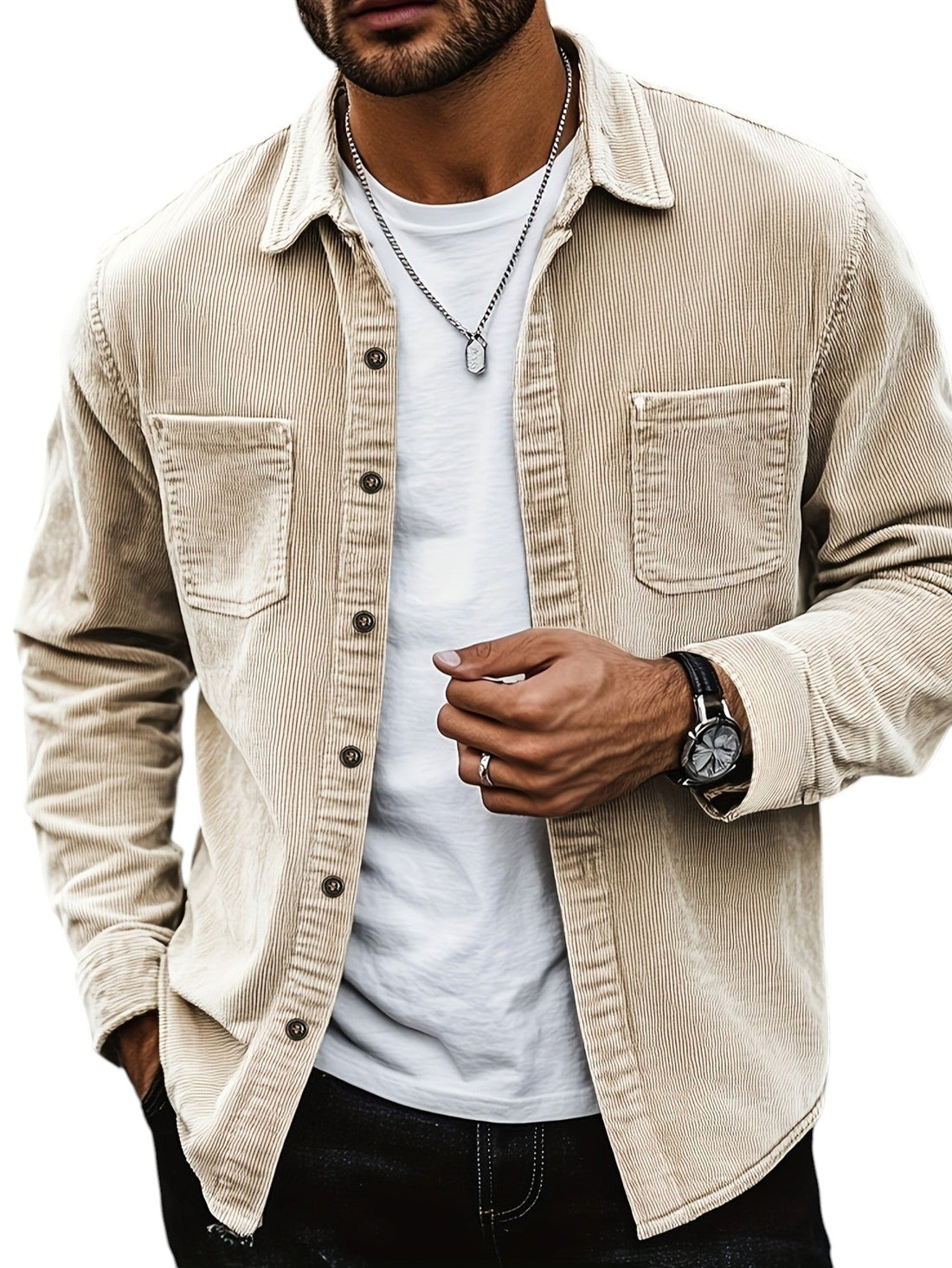 Heren Blazer – Regular Fit – Katoenmix – Ribstructuur – Knoopsluiting – Borstzakken