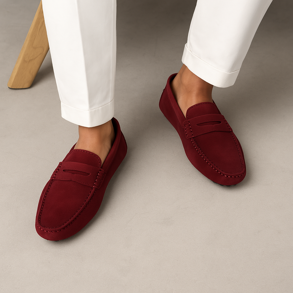 Herr Loafers – Smal Modell – Lyxig Textur – Penny Rem – Antihalk Sula