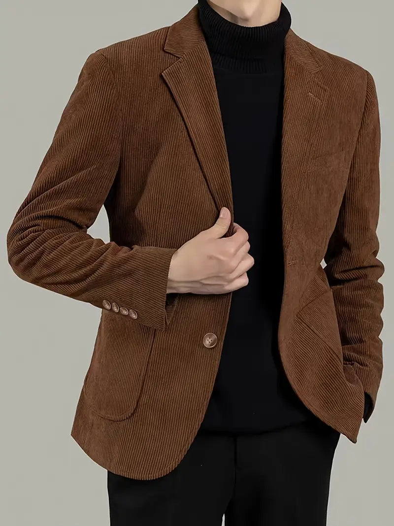 Heren Blazer – Corduroy – Getailleerde Pasvorm – Enkelrijig – Opgestikte Zakken
