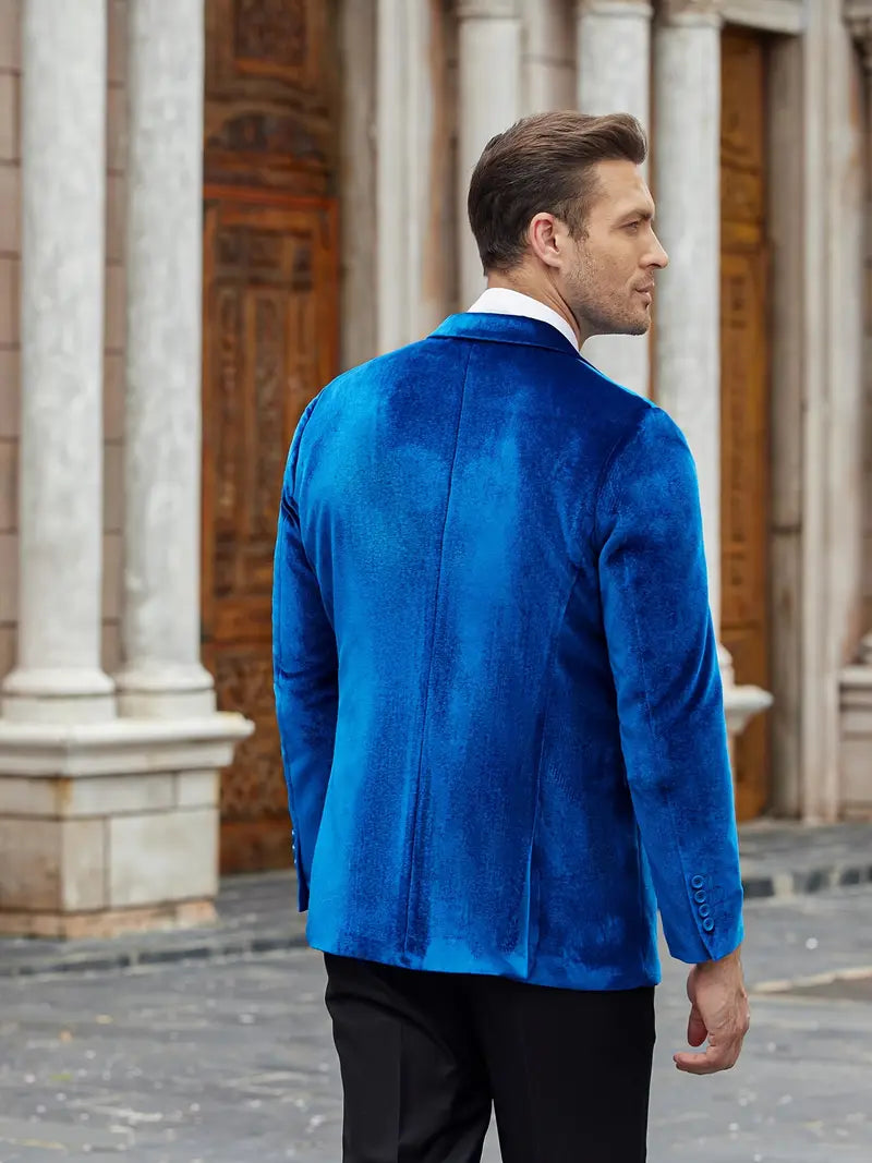Heren Blazer – Tailored Fit – Fluweel – Satijnen Revers – Enkele Knoopsluiting