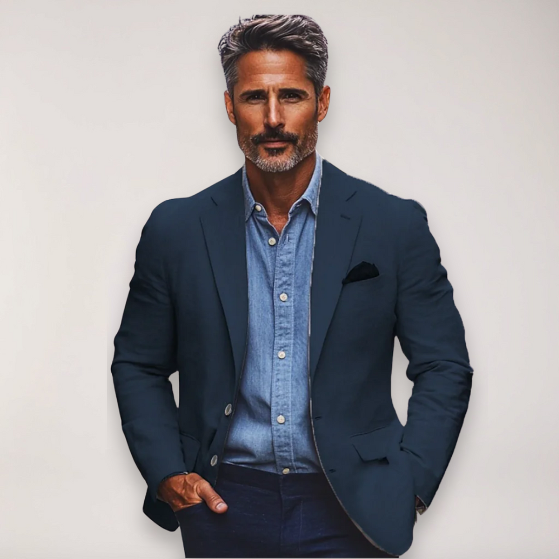 Heren Blazer – Tailored Fit – Lichtgewicht Katoenmix – Enkelrijig – Notch Revers