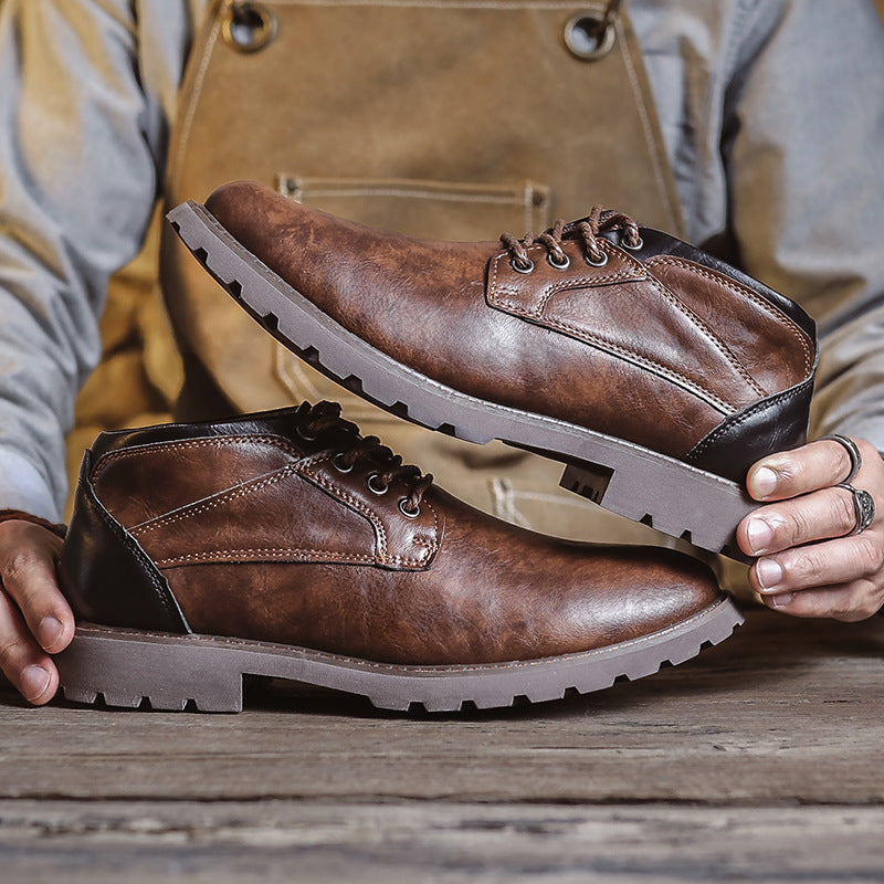 Heren Hoge Leren Boots – Enkelsteun – Verstevigde Zolen – Outdoor Casual Design