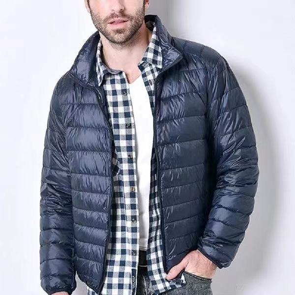 Heren Gewatteerde Jas – Slim Fit – Katoen – Ritsluiting – Opstaande Kraag