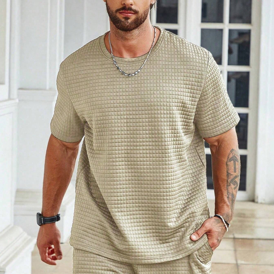 Heren T-shirt – Relaxed Fit – Ademend Textuur – Ronde Hals – Casual Look