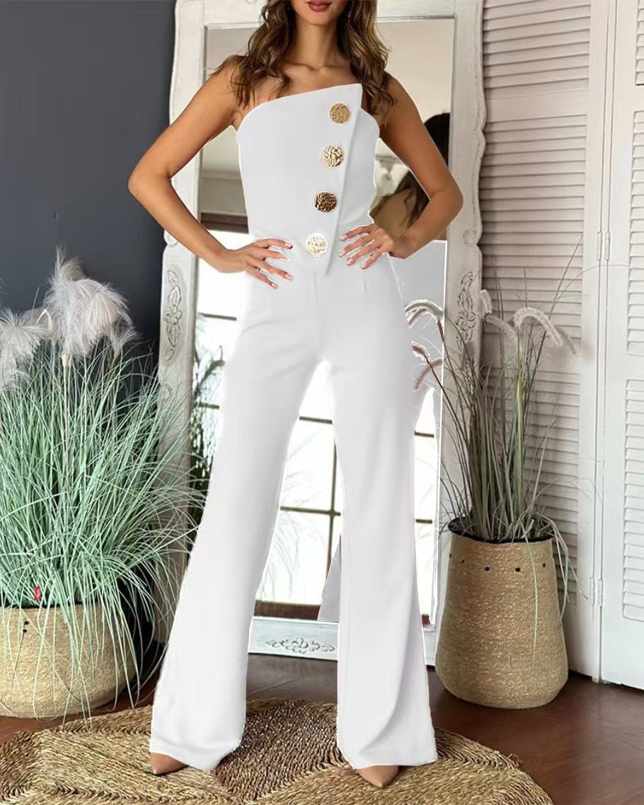 Dam Jumpsuit – En Axel – Slim Passform – Vida Byxben – Knappdetaljer