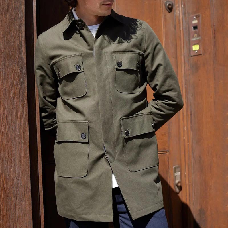Heren Utility Jas – Regular Fit – Katoenmix – Meerdere Zakken – Knoopsluiting