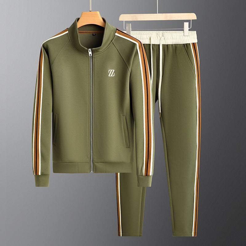 Heren Trainingspak – Standaard Pasvorm – Ademende Stof – Ritsjack & Tapered Broek
