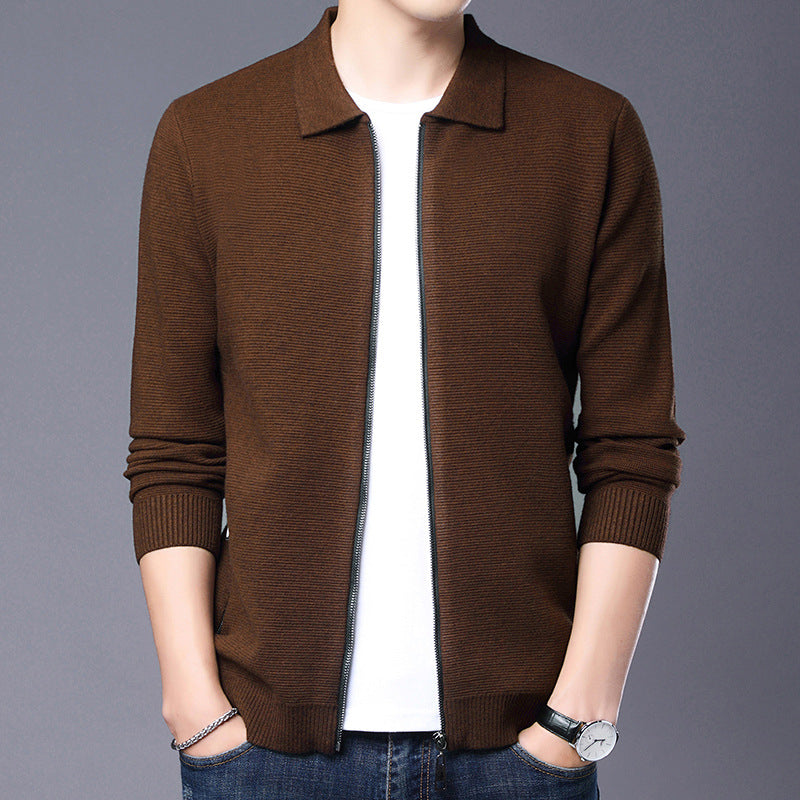 Heren Vest – Slim Fit – Wol – Ritssluiting – Klassieke Kraag – Geribde Boorden
