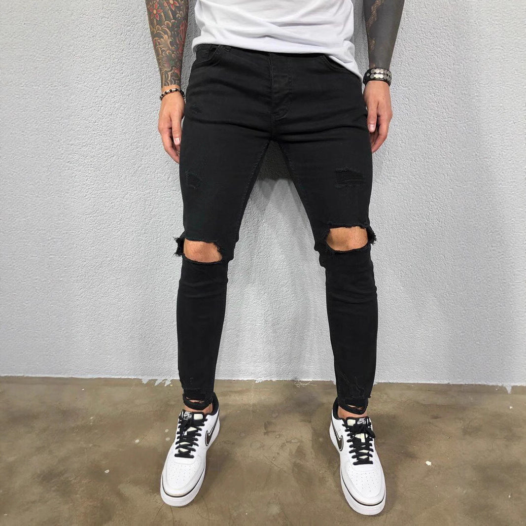 Heren Skinny Jeans – Stretch Denim – Ripped Knees – Slim Fit Casual Look