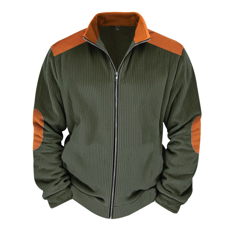 Herr Jacka – Vadderad – Regular Passform – Dragkedja – Sportiga Kontrasterande Ärmar