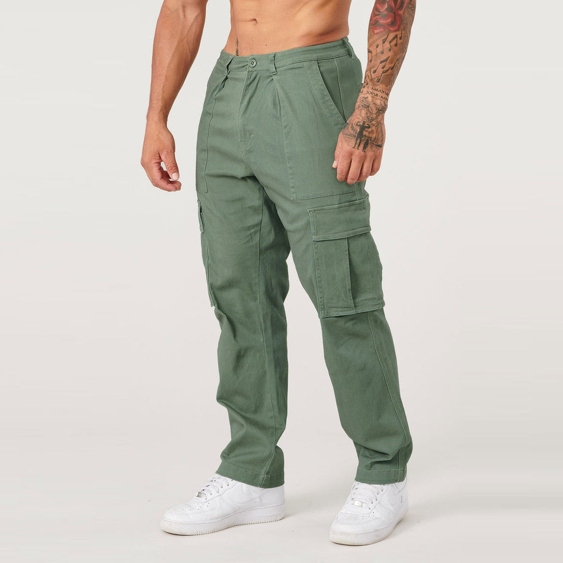 Heren cargo broek – Losse pasvorm – Rechte pijp – Ademend materiaal – Zijvakken