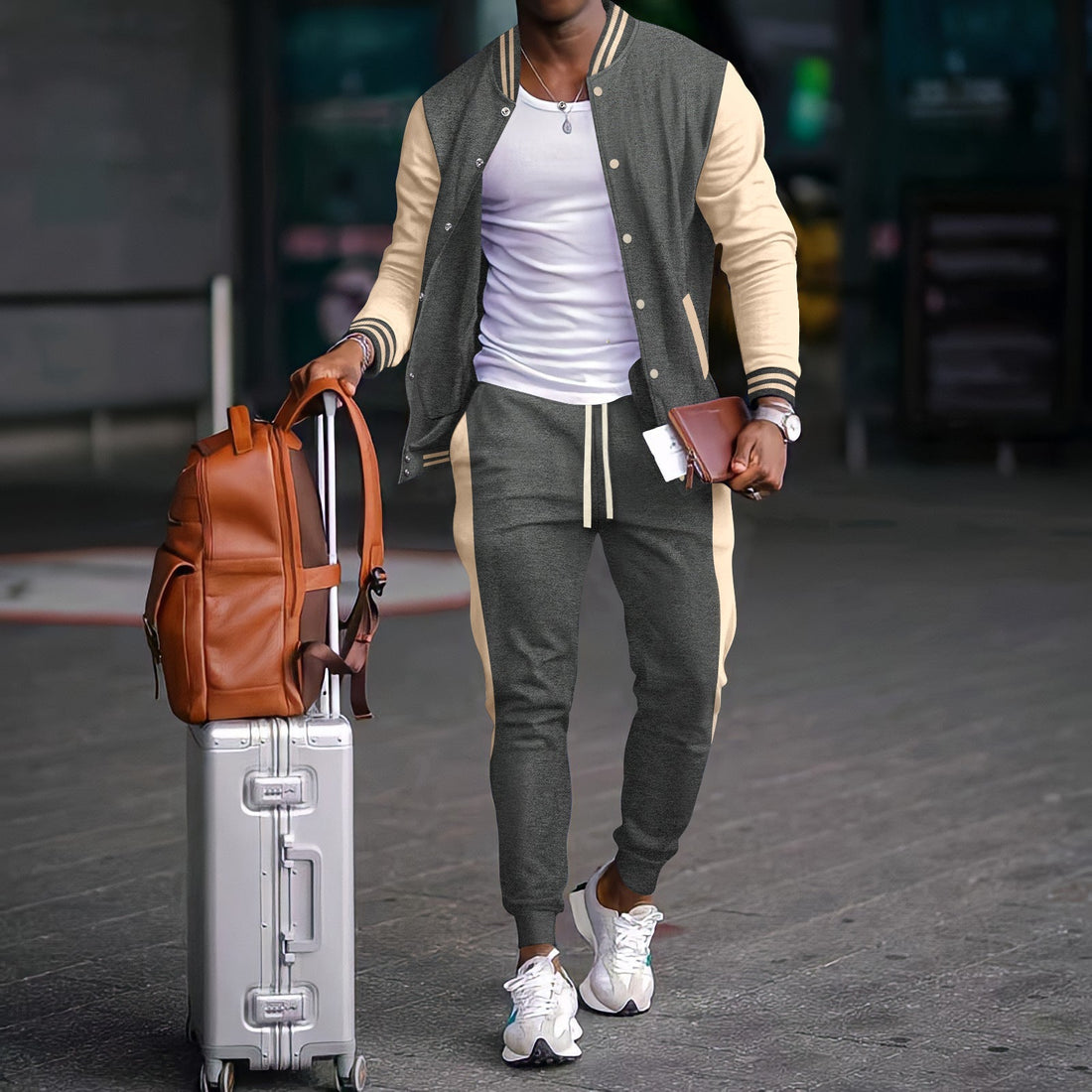 Heren Athleisure Set – Varsity Jack en Slim Fit Joggingbroek – Ademend Comfort