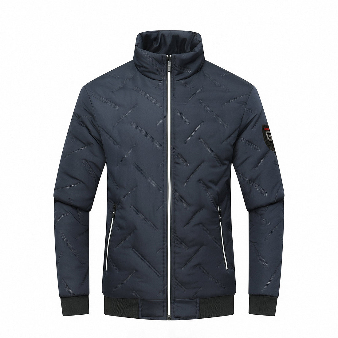 Heren Gewatteerd Jack – Slim Fit – Waterafstotend – Ritszakken – Opstaande Kraag