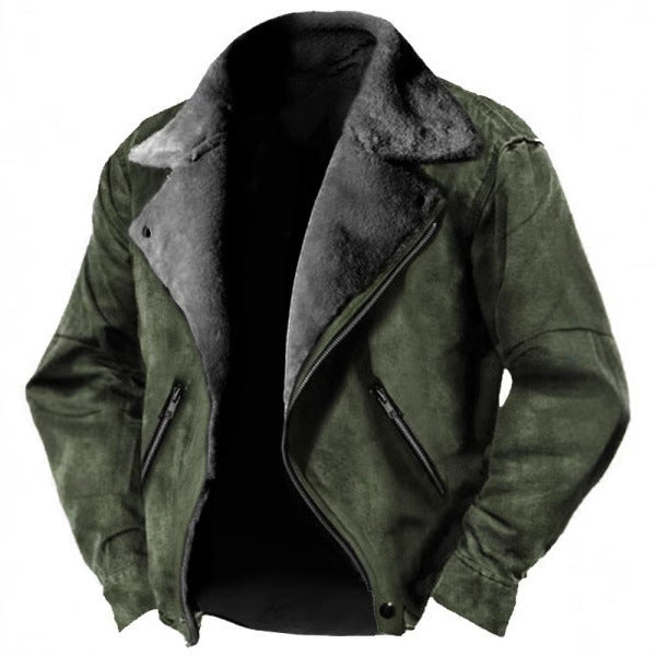 Heren Suède Jas – Shearling Voering – Getailleerde Pasvorm – Retro Revers – Ritsluiting