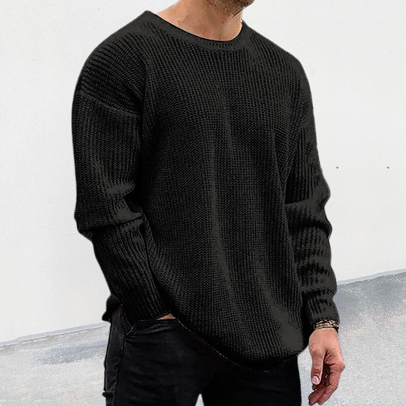 Heren Sweatshirt - Katoenmix - Geribbelde Structuur - Ronde Hals - Lange Mouw
