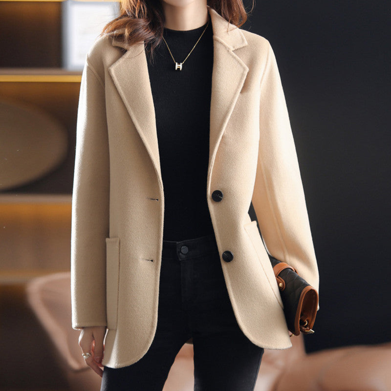 Dames Blazer - Wolmix - Tailored Fit - Nietched Revers - Heuplengte