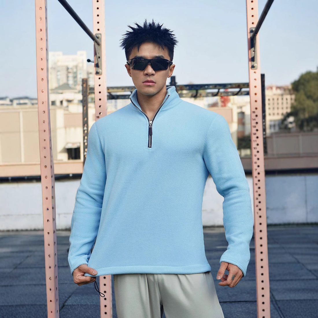 Heren Pullover – Fleece – Relaxed Fit – Hoge Kraag – Rits – Zachte Warme Casualstijl