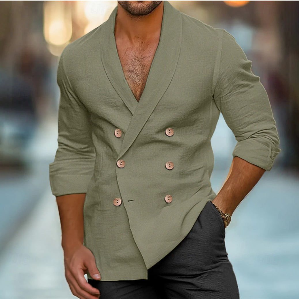 Heren Vest Jas – Getailleerde Pasvorm – Double-Breasted – Lichtgewicht Katoenmix