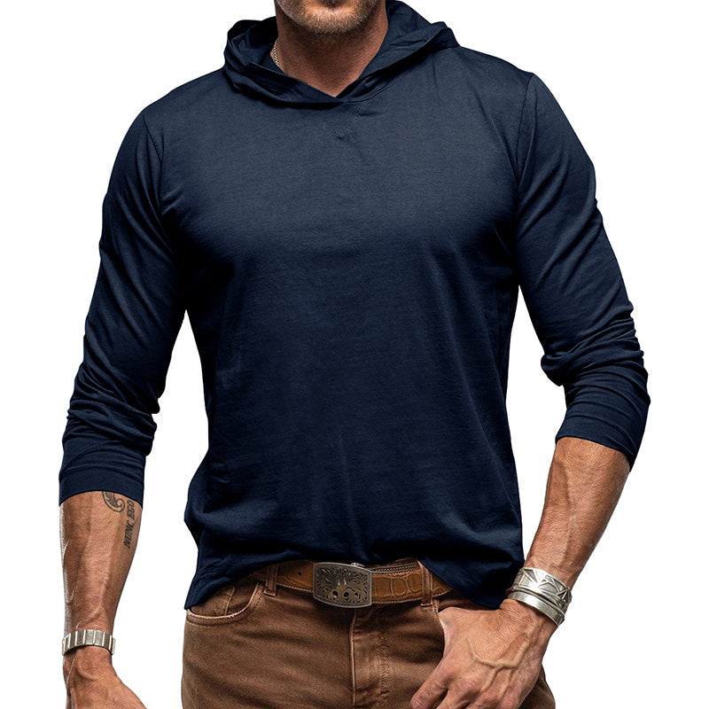 Heren Hoodie T-shirt – Relaxte Pasvorm – Katoenmix – Lange Mouwen Casual Wear
