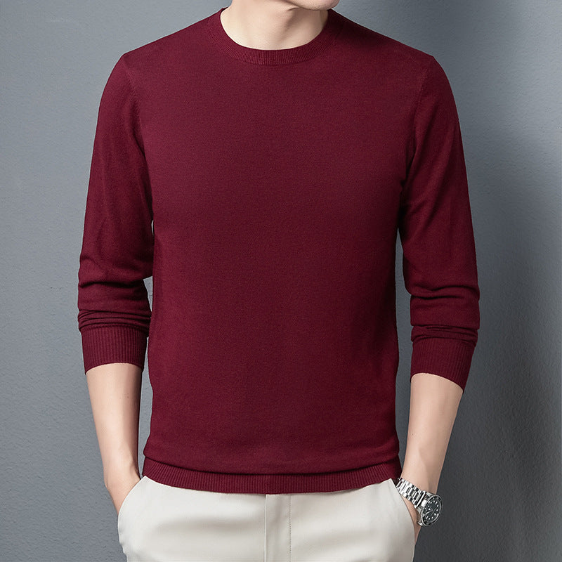 Heren trui met ronde hals – Slim fit – Lichte katoenen knit – Lange mouw casual stijl