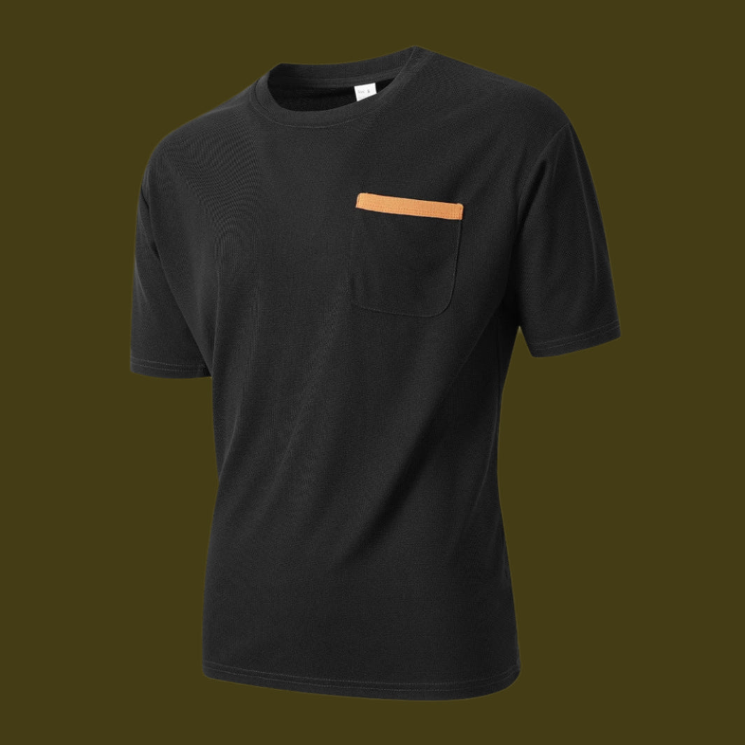 Heren T-shirt – Relaxed Fit – Ademend Textuur – Borstzak – Casual Stijl