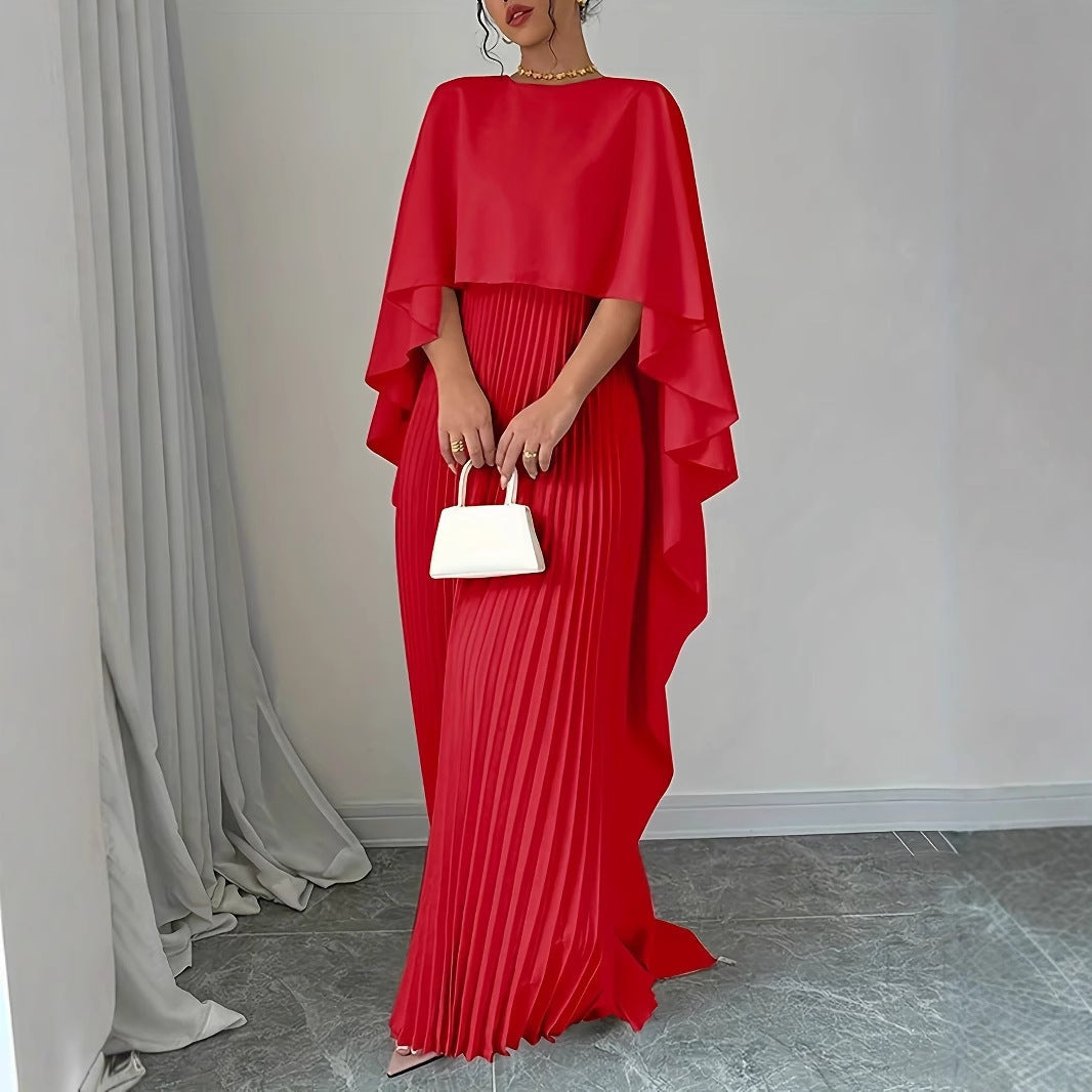 Dames maxi-jurk - Chiffonlook - Capedetail - Geplooide rok