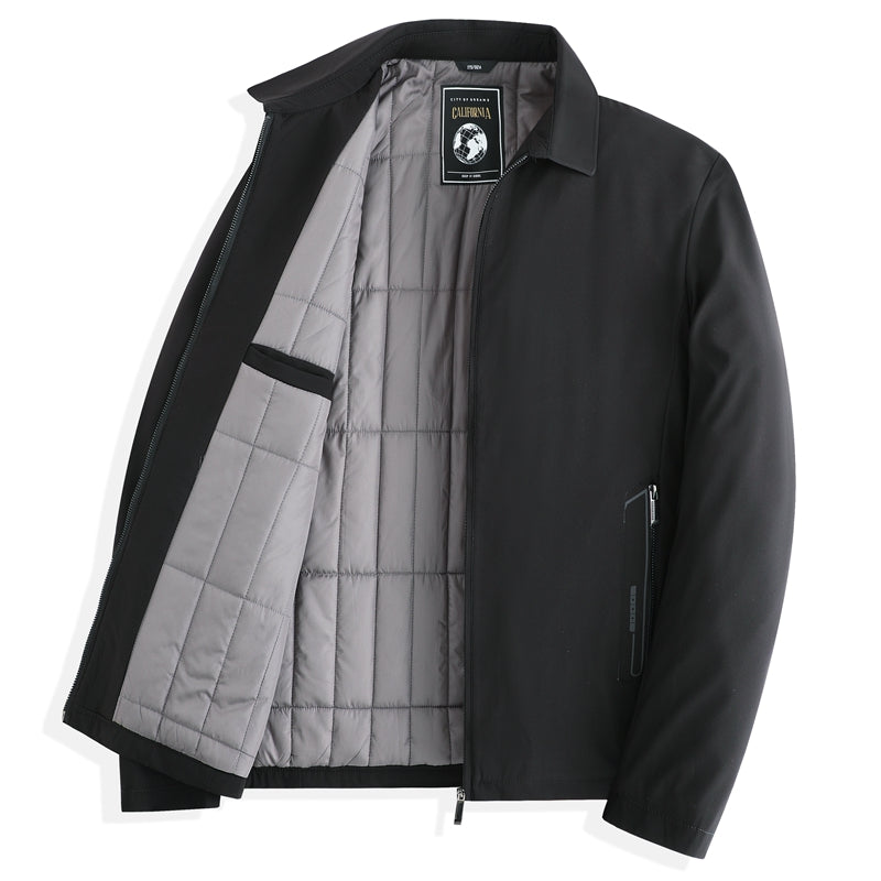 Herenjas – Tailored Fit – Katoenmix – Gewatteerde Voering – Rits – Lapel Kraag