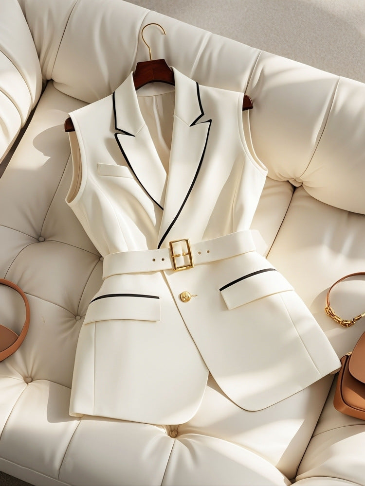 Dam Blazerväst – Figursydd Modell – Notchrevers – Midjebälte – Formell