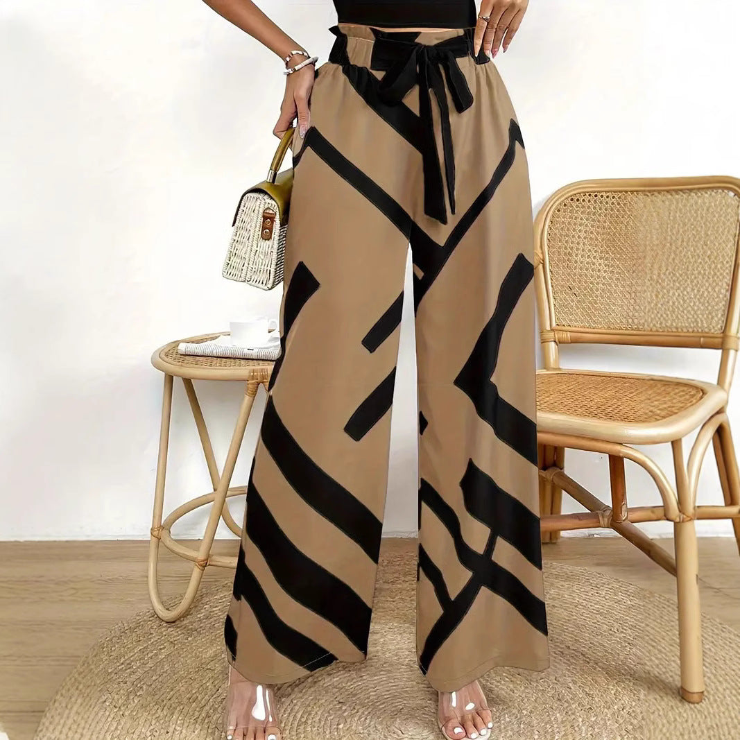 Dam Byxor – Vida Ben – Hög Midja – Andningsbar – Grafiskt Mönster – Med Skärp