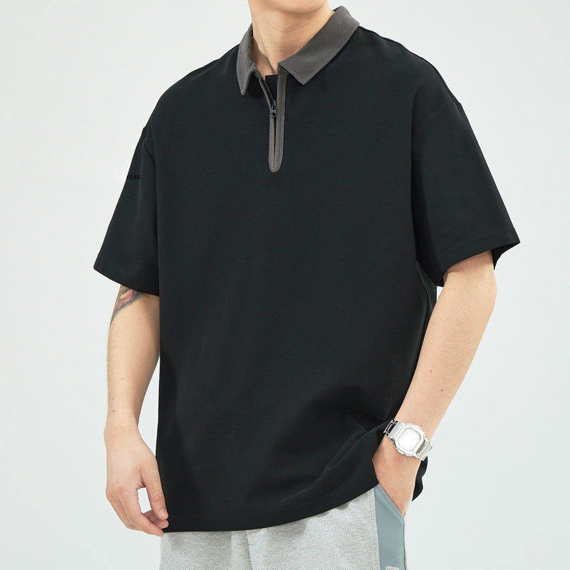 Heren Poloshirt – Katoenmix – Relaxed Fit – Halve Rits – Korte Mouw Casual Stijl