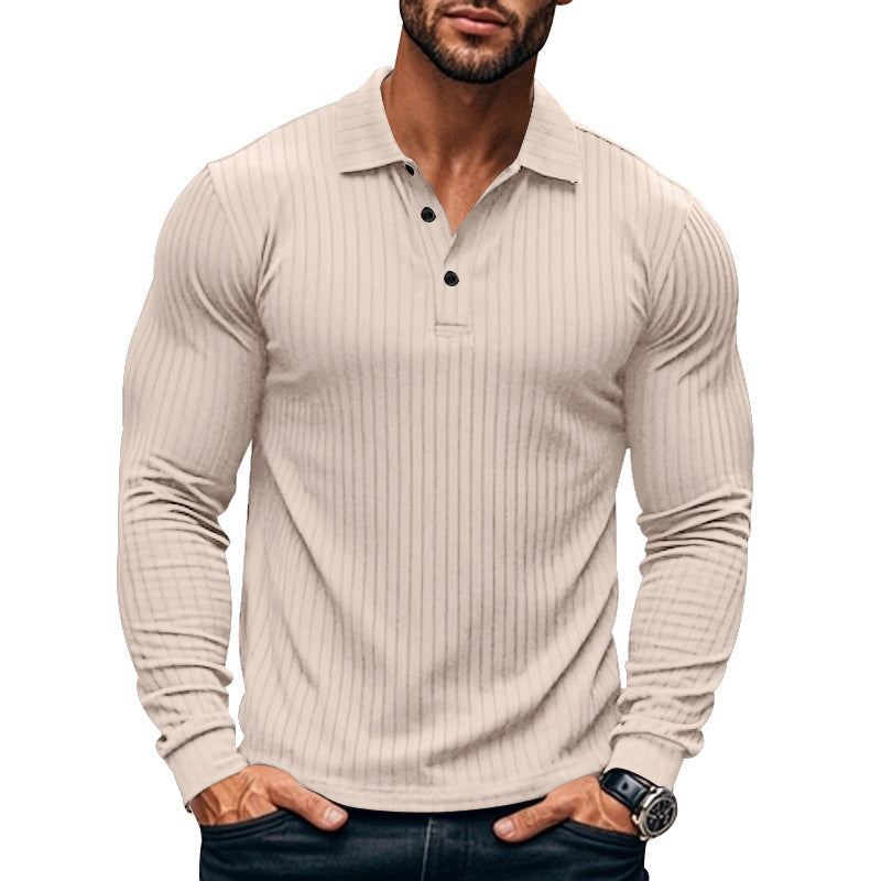 Heren Henley Shirt – Slim Fit – Ribgebreid – Lange Mouwen – Moderne Kraag
