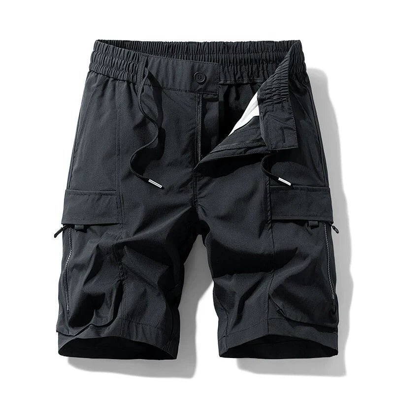 Heren Shorts - Geweven Stof - Relaxte Pasvorm - Knoop Tailleband - Knielengte