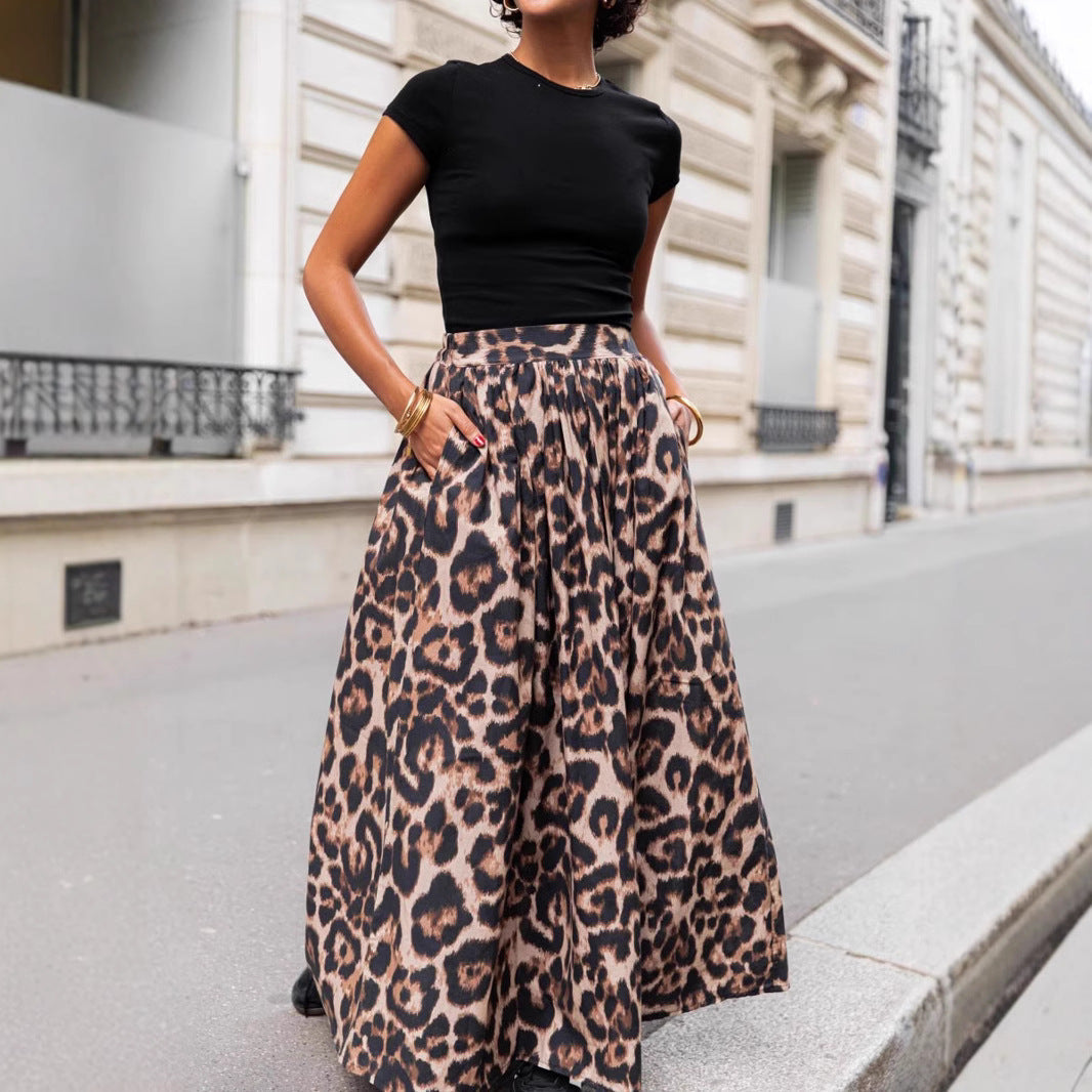 Dames Maxi Rok – Hoge Taille – Plissé – All-over Print – Flared Pasvorm