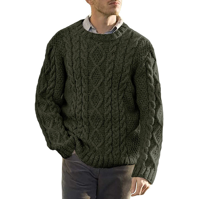 Heren trui – Grof kabelgebreid – Oversized pasvorm – Ronde hals lange mouw